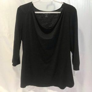 Eddie Bauer Cowl Neck 3/4 Sleeve Top, Size Large